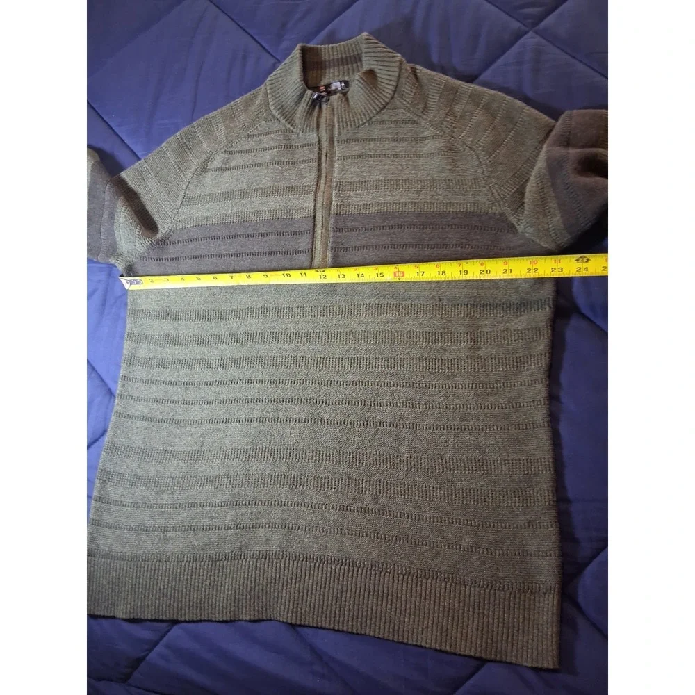 Smartwool Ripple Ridge Mens XL Wool Blend Quarter Zip Pullover Sweater Stripe